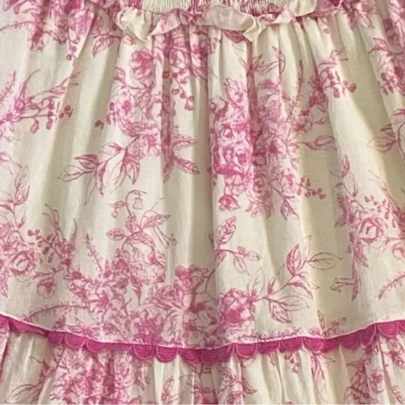&merci Beautiful Pink and White Floral Strapless Dress Sz L - Picture 7 of 10
